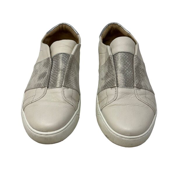 Johnston & Murphy Eden Leather Slip-On Sneakers Metallic Pewter Sz 8.5" - Picture 2 of 7